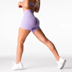 Lilac Mid Rise Contour Seamless Shorts -NVGTN Store DSC04953