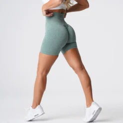 Sage Green Scrunch Seamless Shorts -NVGTN Store DSC05746