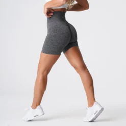 Black Speckled Scrunch Seamless Shorts -NVGTN Store DSC05754