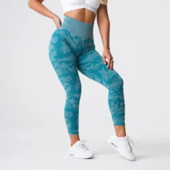 Teal Camo Seamless Leggings -NVGTN Store DSC05929