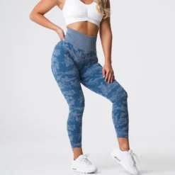 Slate Blue Camo Seamless Leggings -NVGTN Store DSC05937