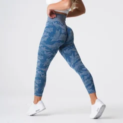 Slate Blue Camo Seamless Leggings -NVGTN Store DSC05938