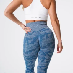 Slate Blue Camo Seamless Leggings -NVGTN Store DSC05940