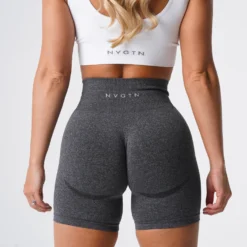 Black Speckled Contour Seamless Shorts -NVGTN Store DSC05994