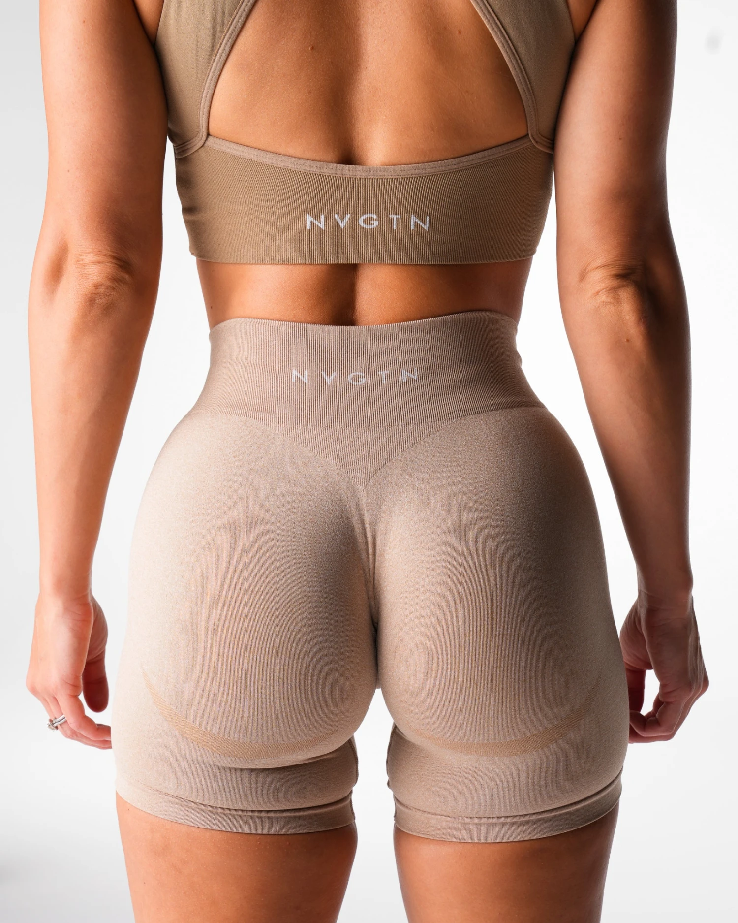 Beige Mid Rise Contour Seamless Shorts 4 Beige Mid Rise Contour Seamless Shorts - Image 2