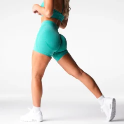 Turquoise Mid Rise Contour Seamless Shorts
