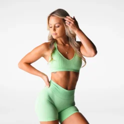 Pistachio Finesse Seamless Halter Bra -NVGTN Store DSC06737