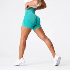 Turquoise Contour Seamless Shorts -NVGTN Store DSC06826 1