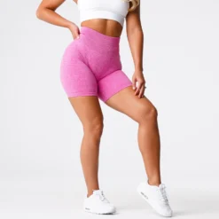 Bubble Gum Pink Scrunch Seamless Shorts -NVGTN Store DSC06850