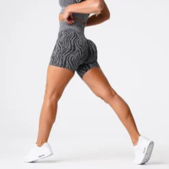 Black Speckled Zebra Seamless Shorts -NVGTN Store DSC06865