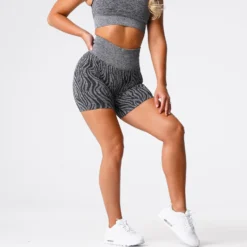 Black Speckled Zebra Seamless Shorts -NVGTN Store DSC06867