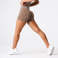 Mocha Zebra Seamless Shorts -NVGTN Store DSC06869
