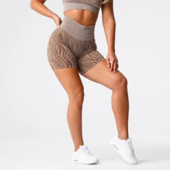 Mocha Zebra Seamless Shorts -NVGTN Store DSC06871