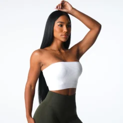 White Conquer Ribbed Seamless Bra -NVGTN Store DSC06977