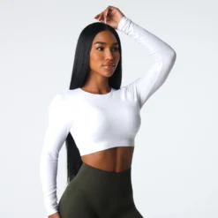 White Journey Long Sleeve Seamless Bra Top 8 White Journey Long Sleeve Seamless Bra Top -NVGTN Store DSC06994