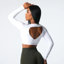 White Journey Long Sleeve Seamless Bra Top 9 White Journey Long Sleeve Seamless Bra Top -NVGTN Store DSC06997