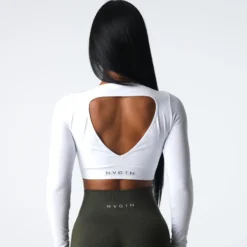 White Journey Long Sleeve Seamless Bra Top