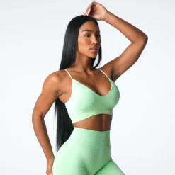 Pistachio Glimpse Ribbed Seamless Bra -NVGTN Store DSC07086