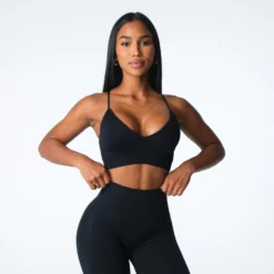 Black Glimpse Ribbed Seamless Bra