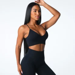 Black Glimpse Ribbed Seamless Bra 8 Black Glimpse Ribbed Seamless Bra -NVGTN Store DSC07120