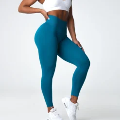 French Blue Solid Seamless Leggings -NVGTN Store DSC07353