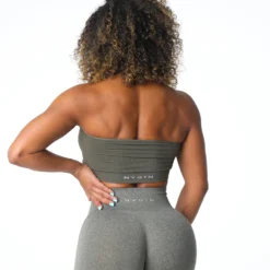 Khaki Green Conquer Ribbed Seamless Bra -NVGTN Store DSC07471