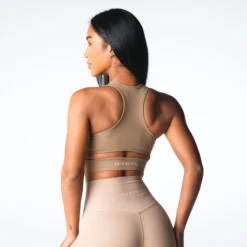 Beige Rise Seamless Bra -NVGTN Store DSC07843