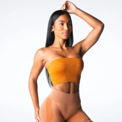 Terracotta Conquer Ribbed Seamless Bra -NVGTN Store DSC07867