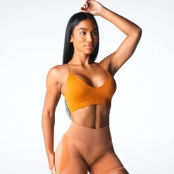 Terracotta Glimpse Ribbed Seamless Bra -NVGTN Store DSC07878