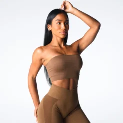 Mocha Conquer Ribbed Seamless Bra -NVGTN Store DSC07896