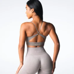 Taupe Glimpse Ribbed Seamless Bra -NVGTN Store DSC07906