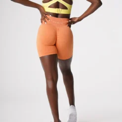 Sunset Orange Scrunch Seamless Shorts -NVGTN Store DSC08248