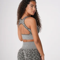 Khaki Green Leopard Eclipse Seamless Bra -NVGTN Store DSC08545