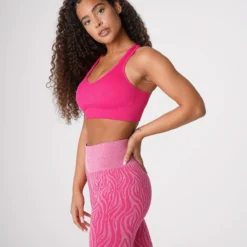 Fuchsia Galaxy Ribbed Seamless Bra -NVGTN Store DSC08627