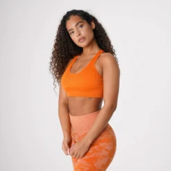 Burnt Orange Galaxy Ribbed Seamless Bra -NVGTN Store DSC08737