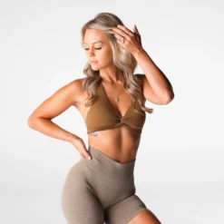 Mocha Stunner Seamless Halter Bra 9 Mocha Stunner Seamless Halter Bra -NVGTN Store DSC08740 1