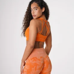 Burnt Orange Galaxy Ribbed Seamless Bra -NVGTN Store DSC08740