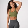 Khaki Green Galaxy Ribbed Seamless Bra -NVGTN Store DSC08764