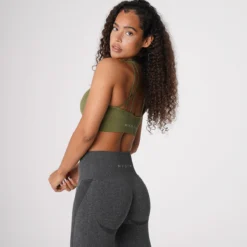 Khaki Green Galaxy Ribbed Seamless Bra -NVGTN Store DSC08768