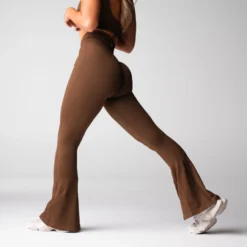 Hazelnut Harmony Ribbed Seamless Flare Leggings