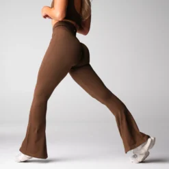 Hazelnut Harmony Ribbed Seamless Flare Leggings -NVGTN Store DSC09024