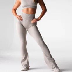 Driftwood Harmony Ribbed Seamless Flare Leggings -NVGTN Store DSC09091