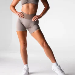 Taupe Knockout Seamless Shorts -NVGTN Store DSC09096