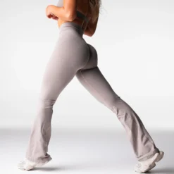 Taupe Iconic Seamless Flare Leggings -NVGTN Store DSC09418