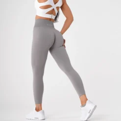 Light Grey Solid Seamless Leggings